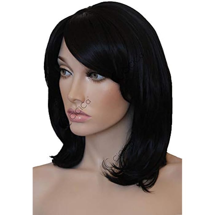 DILLARDS Cicica - “Mia”, Synthetic Full Wigs, 16 Inches Medium Length Wig, Wavy Wig With Swept Bangs, Natural Black Wig, Premium Heat Resistant Synthetic Hair Replacement Wigs For Women Daily Use. - Image 4